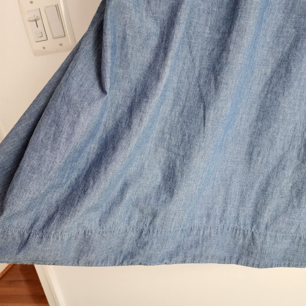 J.Crew Ruffle Dress Chambray Blue 100% Cotton Long Sleeve Size L - Picture 10 of 14